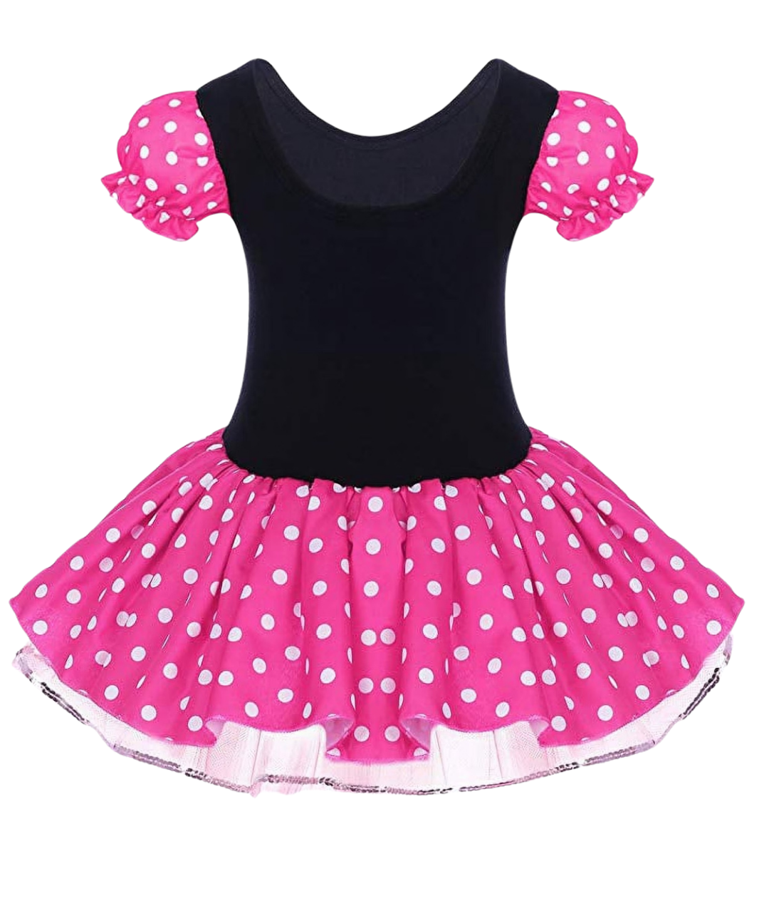 Girls' Polka Dot Print Short Sleeve Princess Cute Puff Dress