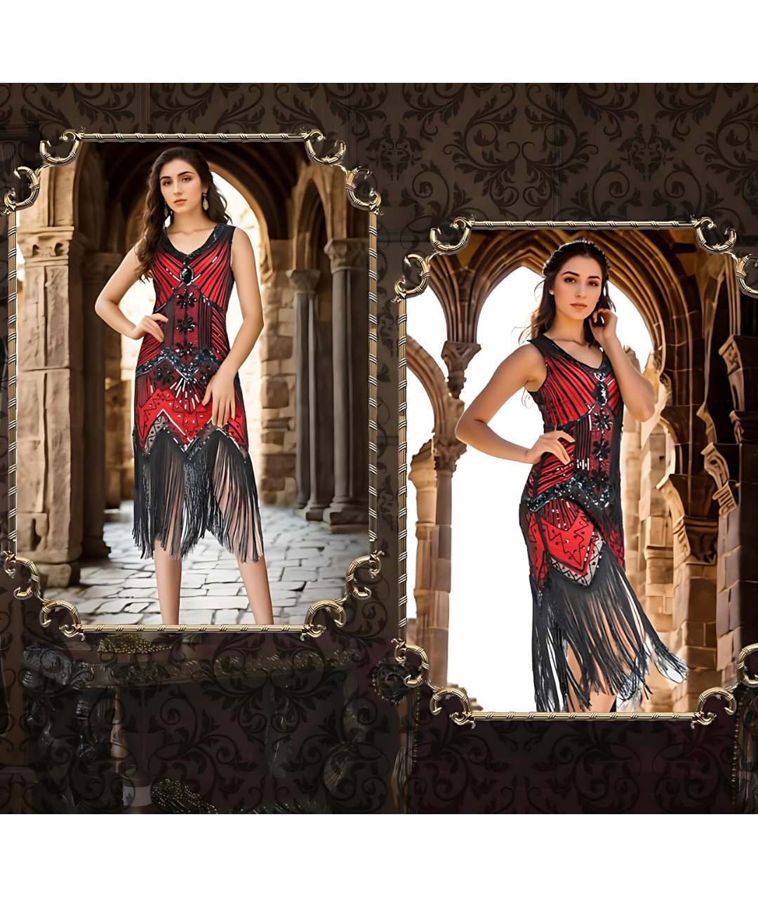 1920s Flapper Dress for Women, Fringed Sequin great Gatsby Parties Dress-set in Jordan
