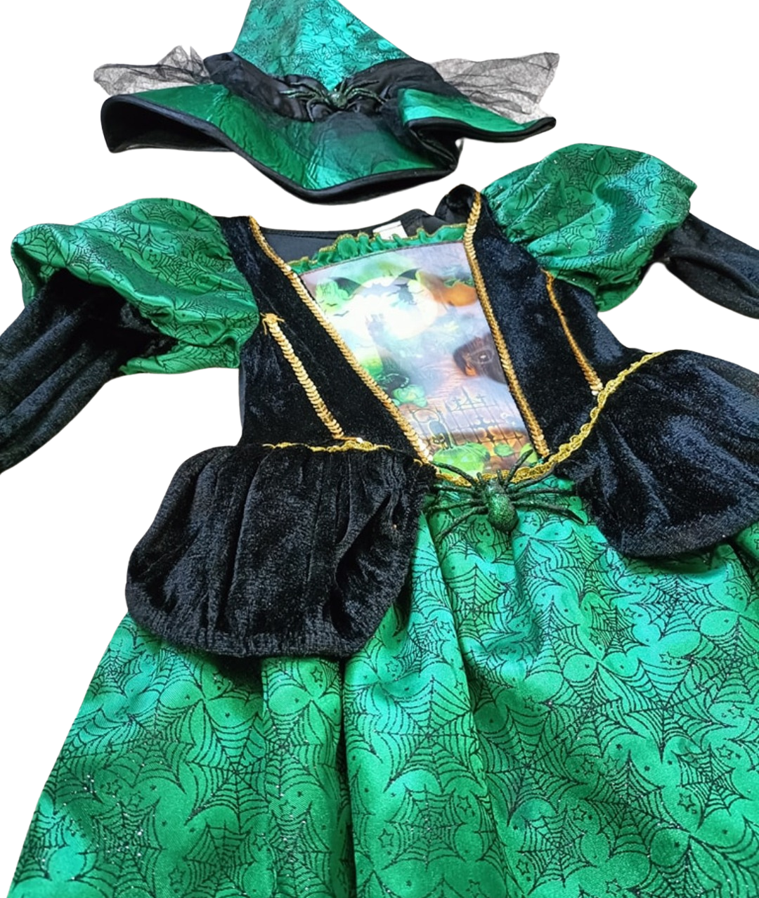 Tu Kids Witch Fancy Green Dress Halloween Costume - Bat witch Girls dress spider Halloween