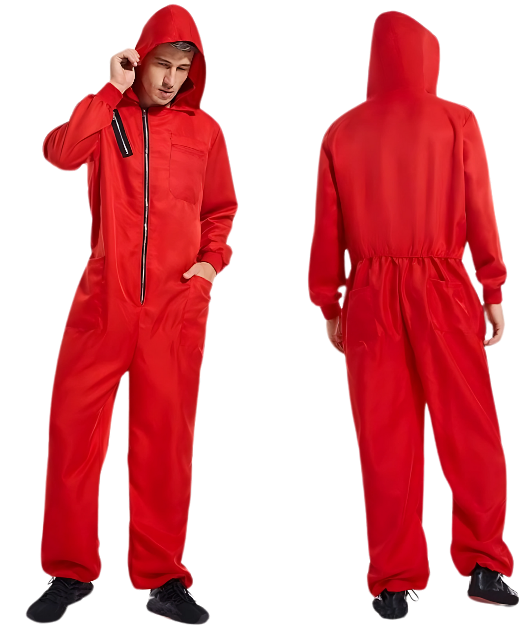 Adult Salvador Dali La Casa De Papel Mask Costume Red Jumpsuit2