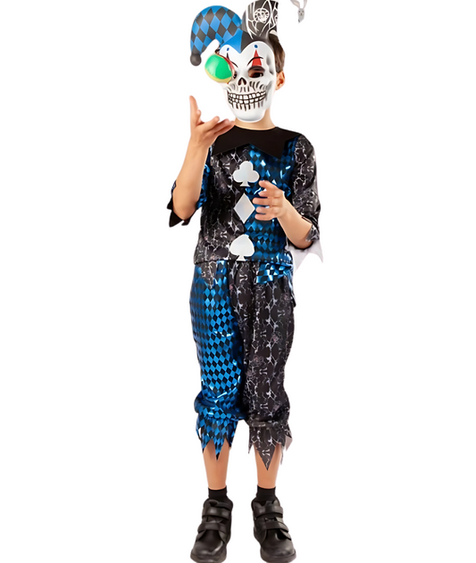 Boys Kids Halloween Scary Jester Costume