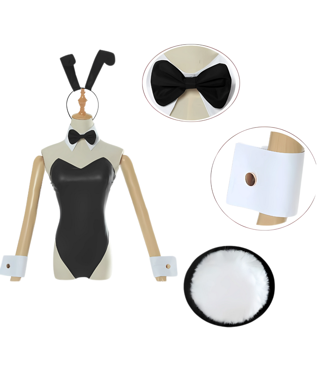 Bunny Costume Women's Cosplay Costume Leather Bunny Costume Set - Black2