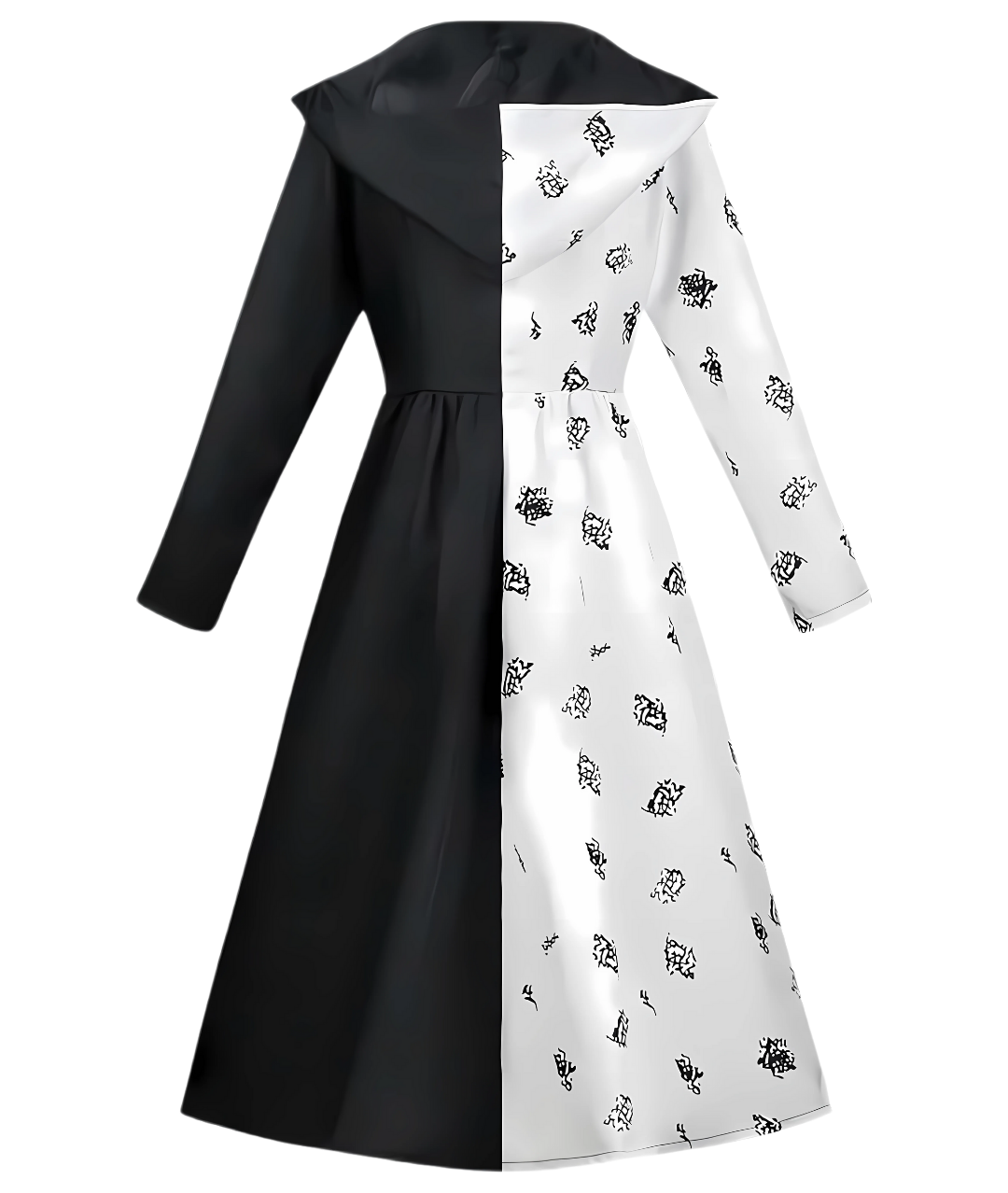 Cruella Devil Costume-Long Sleeve Dress Halloween Outfits for Women2