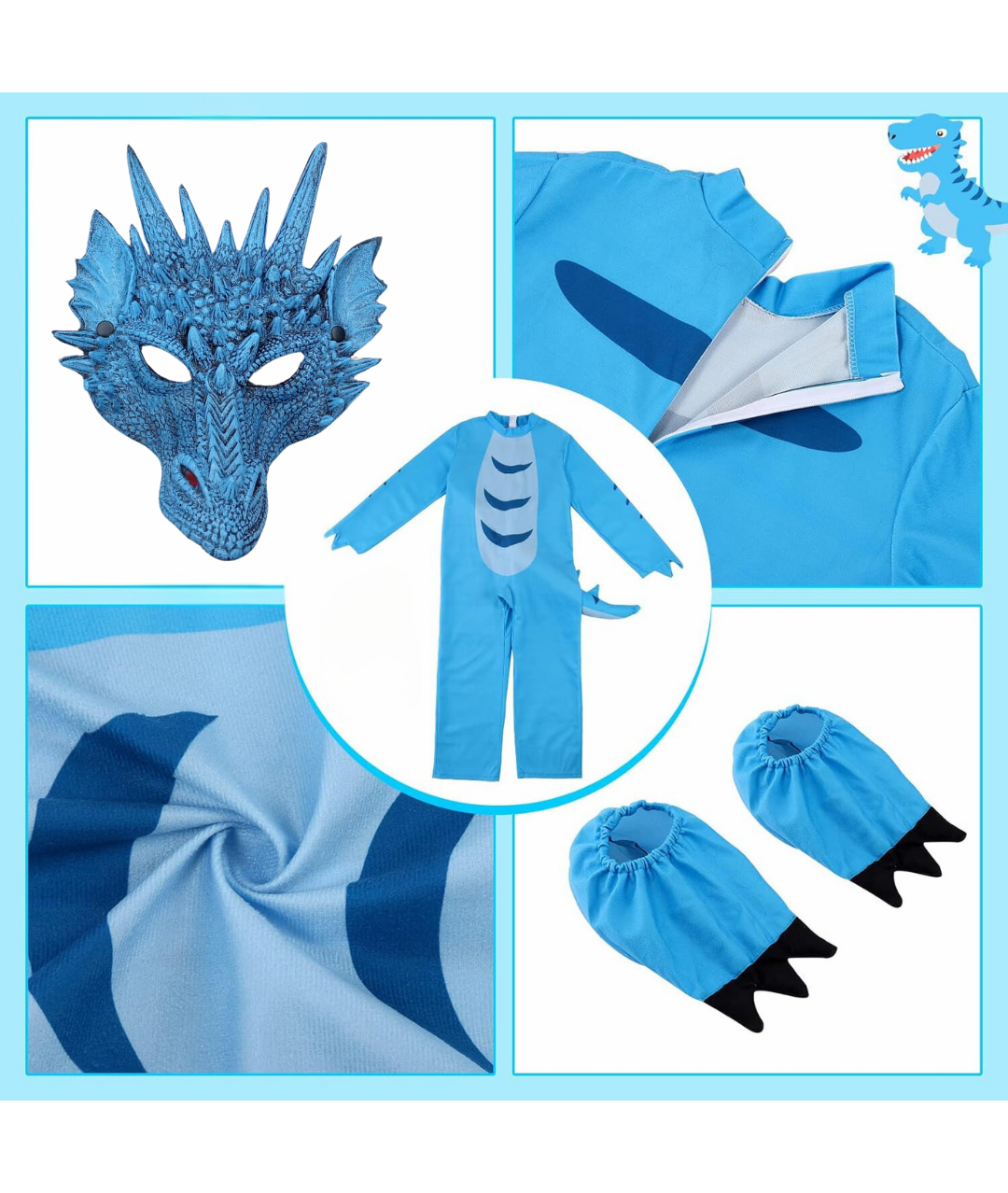 Dinosaur Costume for Toddlers Kids, Halloween Costumes for Boys Girls, T-Rex Costume4