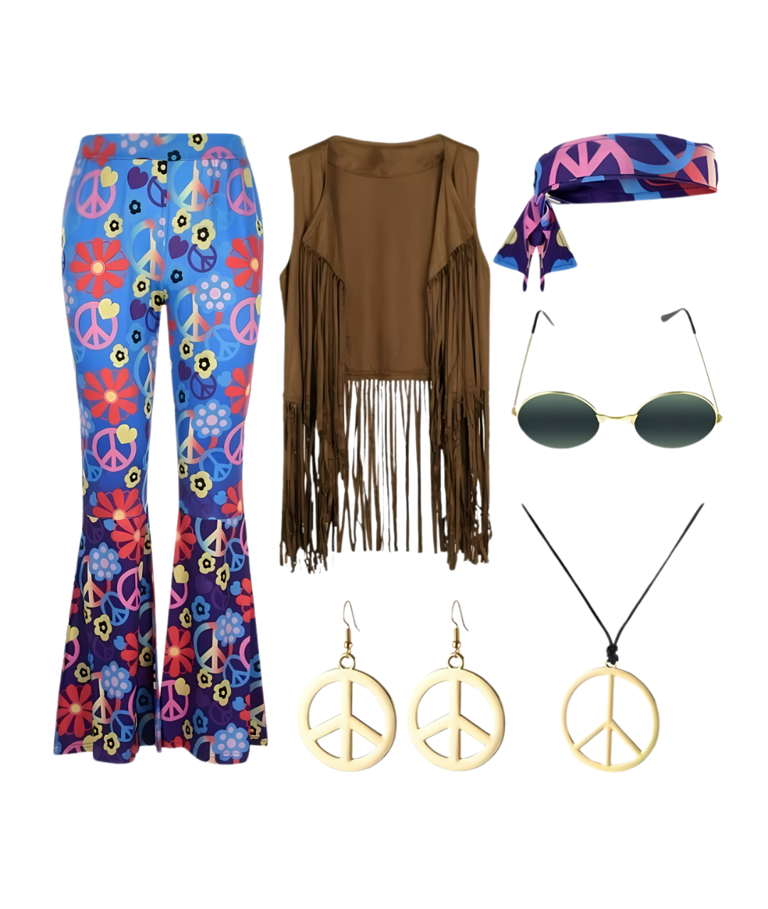 أزياء تنكرية نسائية بدلة هيبي ريترو من الثمانينيات والتسعينيات زي نسائي