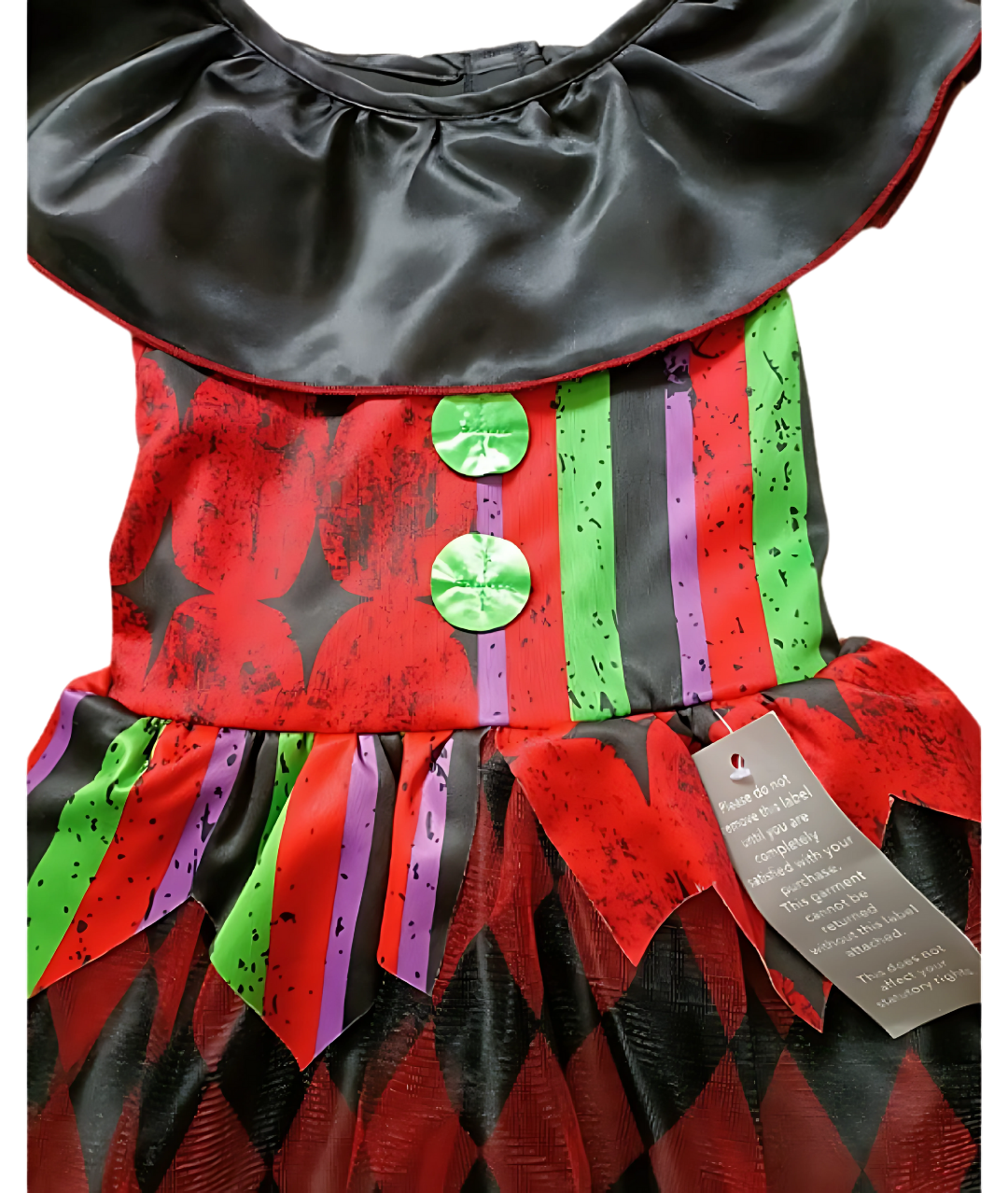 زي المهرج فستان اسود و احمر للفتيات-ازياء الهالوين