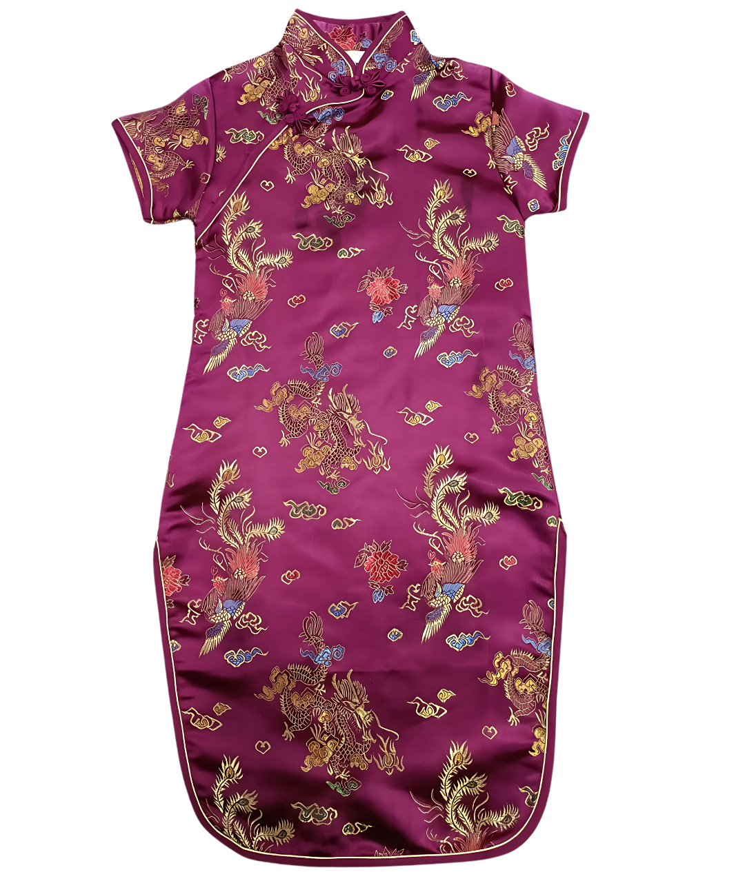 Girls Chinese Dragon Phoenix Qipao Cheongsam Dress Purple-set in Jordan