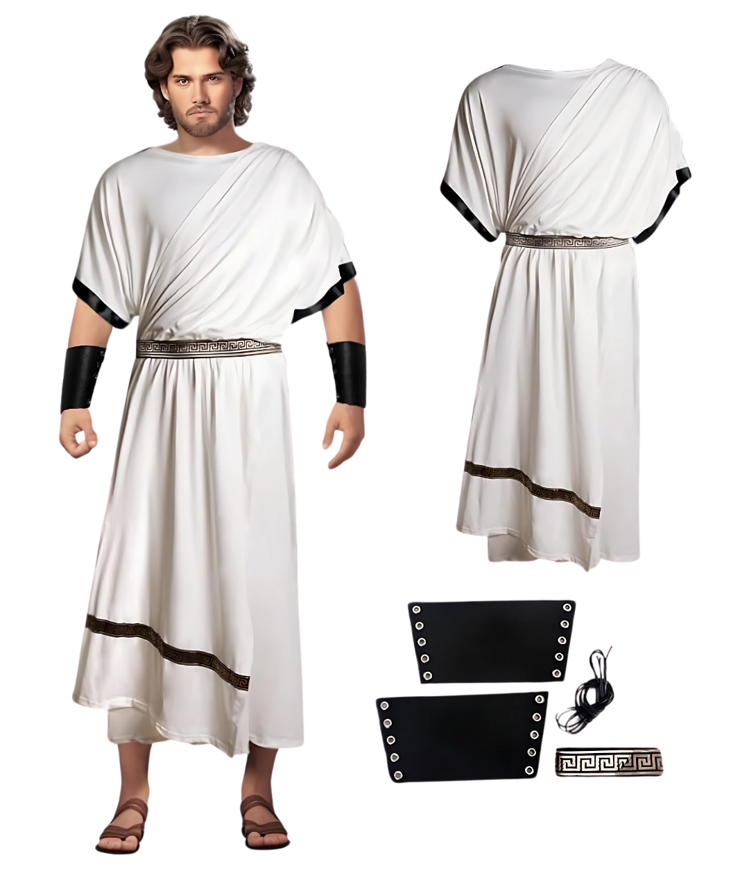 HOMELEX Greek Toga Costume for Men - Adult Roman Halloween Dionysus Costume4-set in Jordan