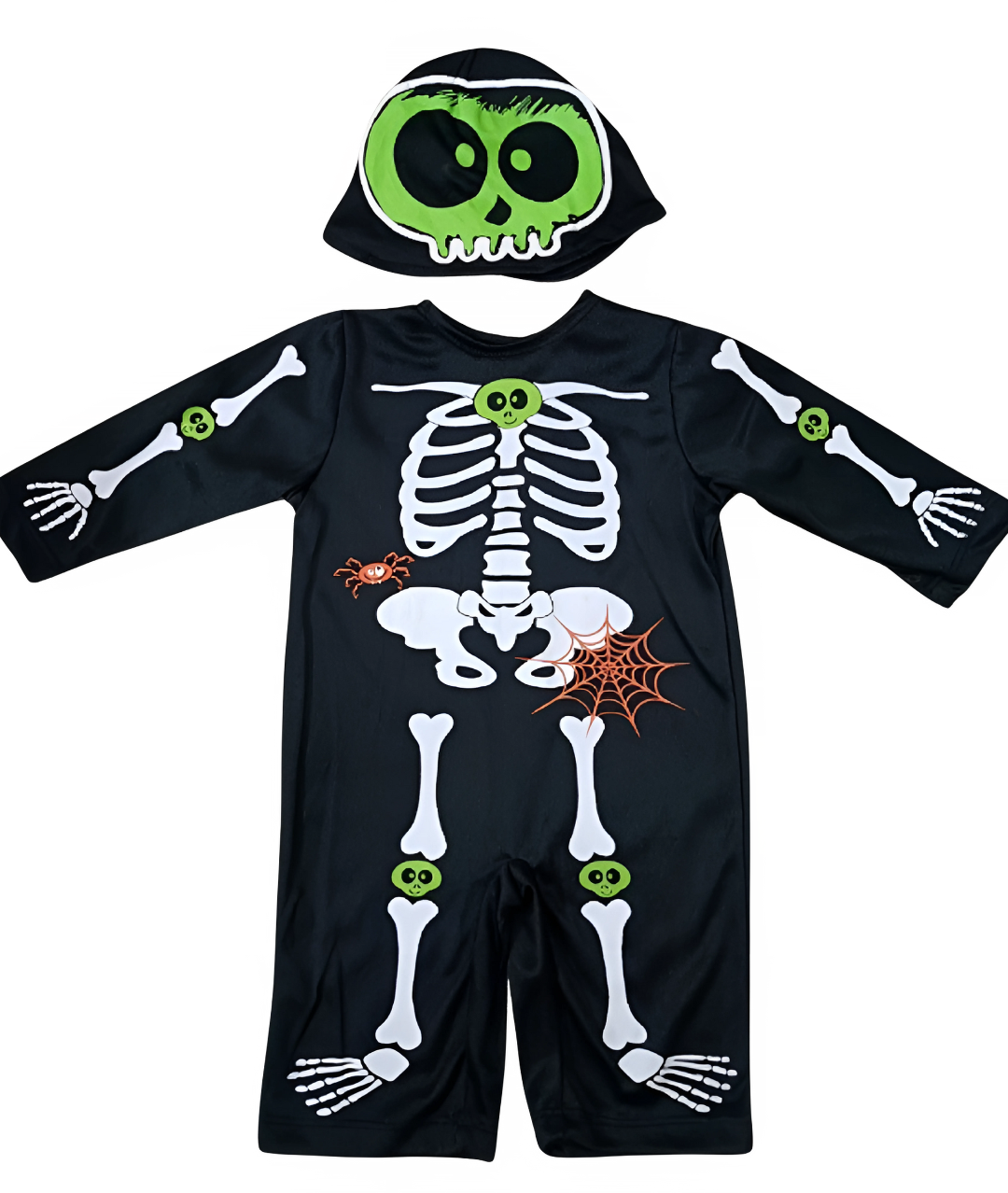Kids Skeleton Costume Green Mask Boys Girls Halloween Fancy Dress Outfit-set in Jordan