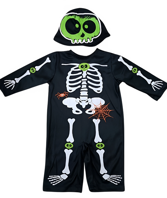 Kids Skeleton Costume Green Mask Boys Girls Halloween Fancy Dress Outfit-set in Jordan