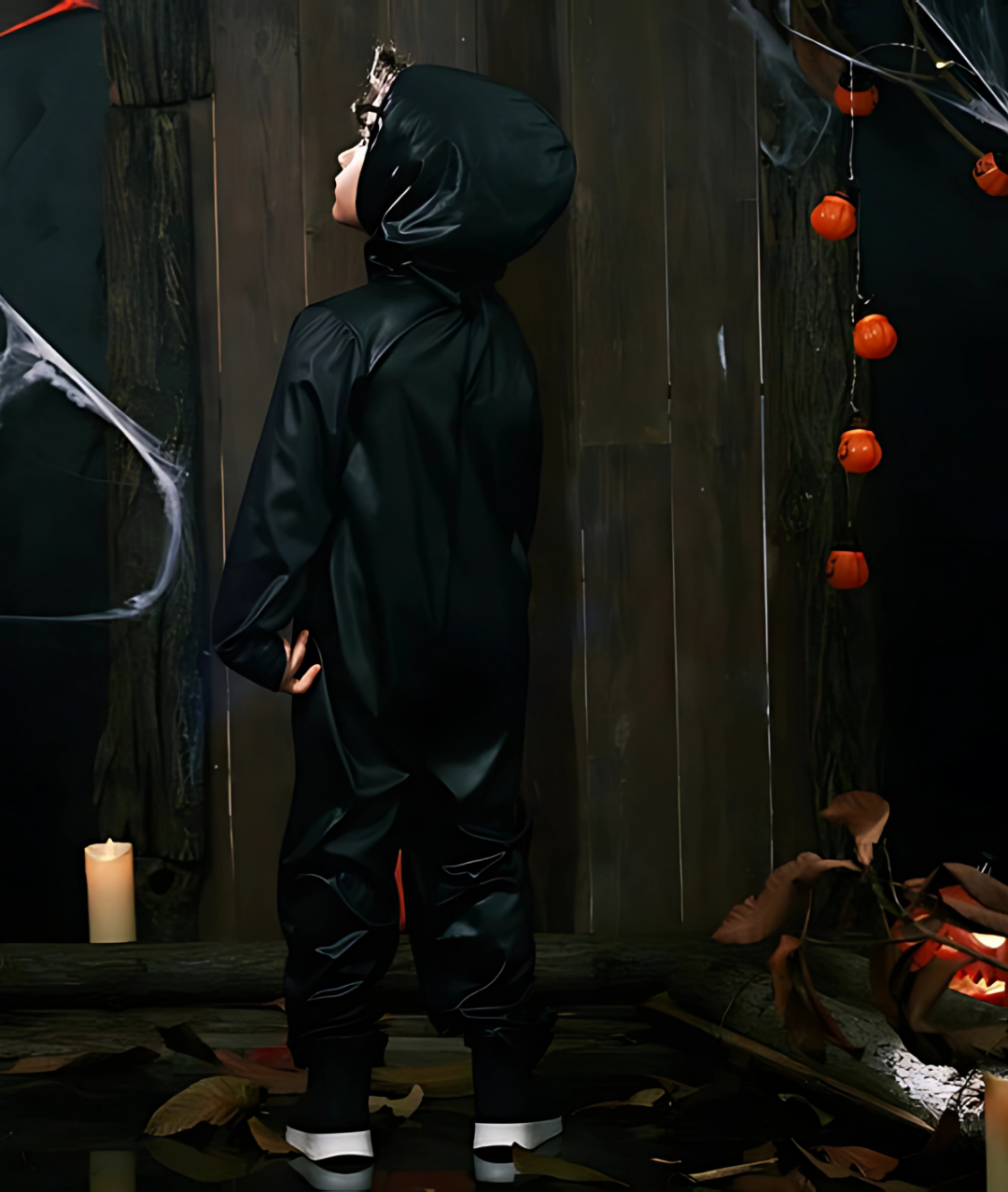 Kids Skeleton Costume Halloween, Scorpion Print Jumpsuit with Hood Glow in the Dark3