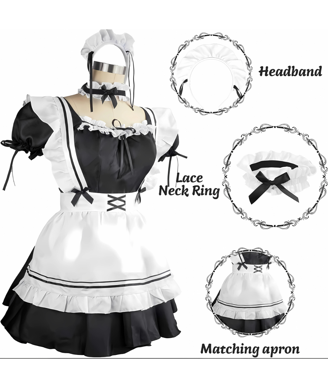 Maid Dress Halloween Costume Women's Outfit Cosplay Set Fancy Dress Costumes2