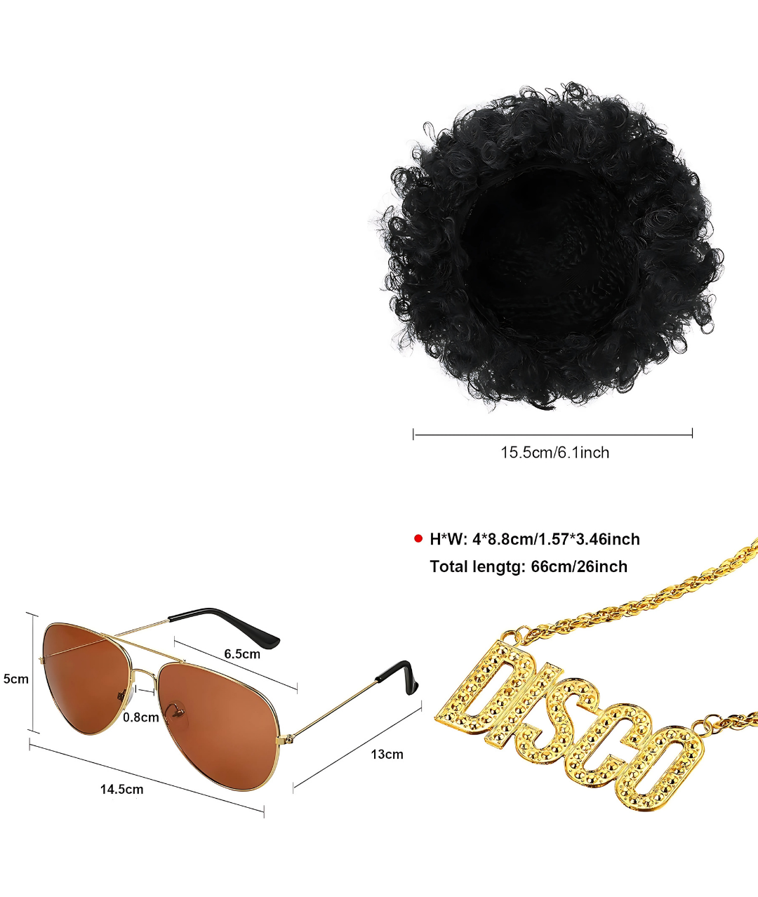 Men's 70s Disco Costume Set Shirt Disco Sequin Pants Wigs Necklace Sunglasses for Disco Party3