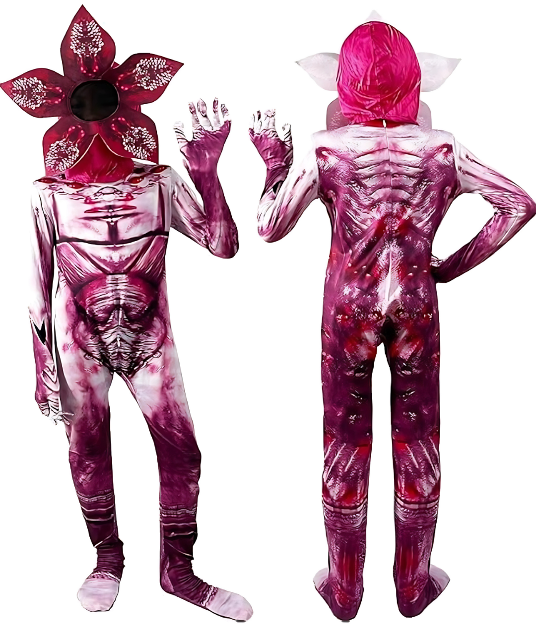 PINK SUIT Demogorgon Costume for Kids Halloween Scary Cosplay Flower Monster Jumpsuit Dress Up With 3D Style Mask