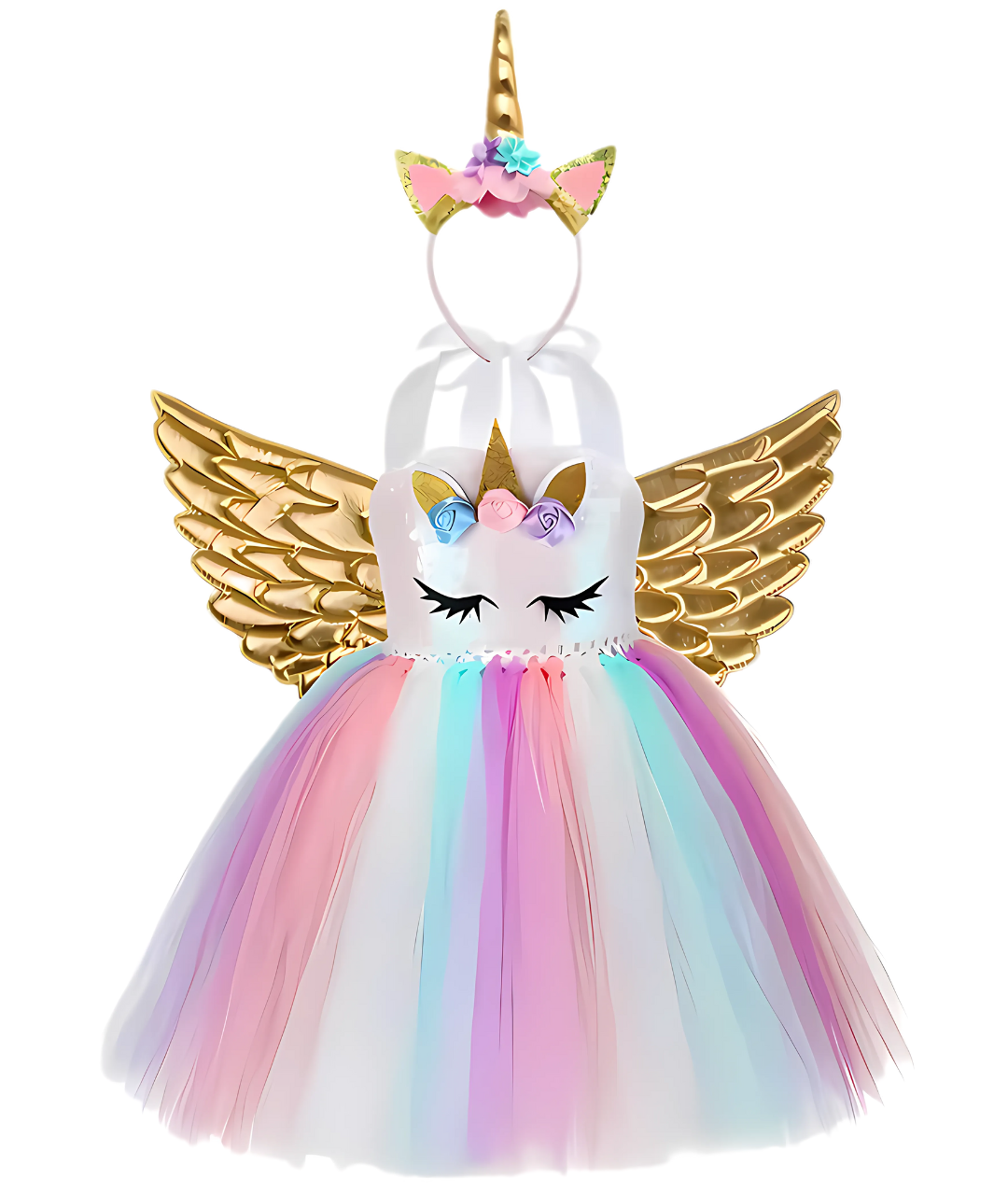 Pastel Girls Unicorn Dress with Wings and Headband-set in Jordan