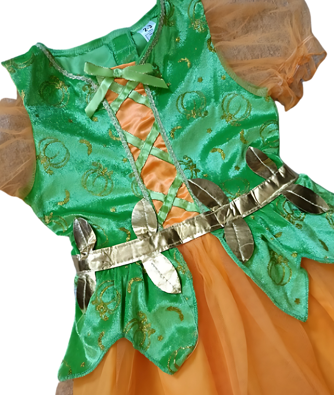 زي اليقطينة للفتيات باللون البرتقالي و الأخضر-ازياء الهالوين-الخدعة ام الحلوى