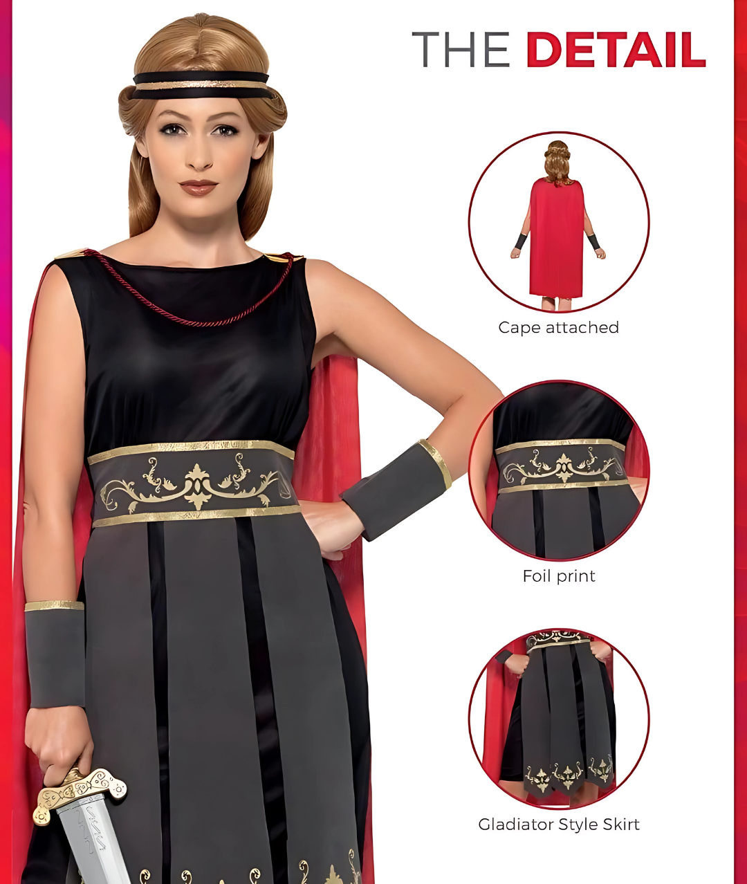 Roman Warrior Costume Spartan Gladiator Womens Fancy Dress4