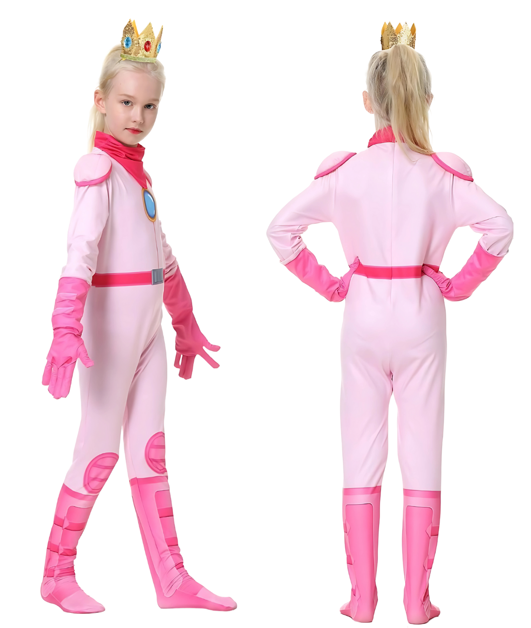 زي سوبر براذرز للبنات، زي شخصية كرتونية للعب الأدوار باللون الوردي، لحفل الهالوين