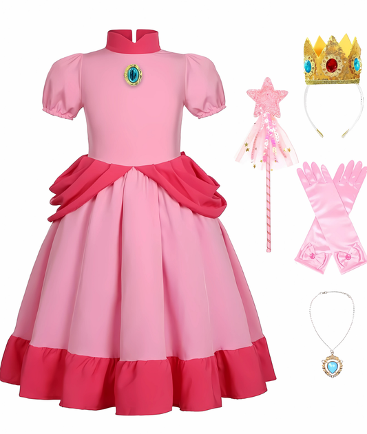فستان الأميرة سوبر براذرز للأطفال مع إكسسوارات ملابس تنكرية للهالوين من CONGRU