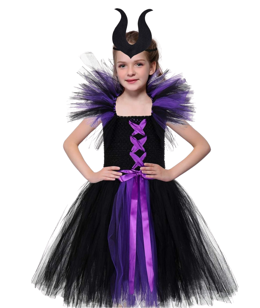 Vampire Witch Costume for Girls with Horns Headband for Halloween from Tutu Dreams-set in Jordan