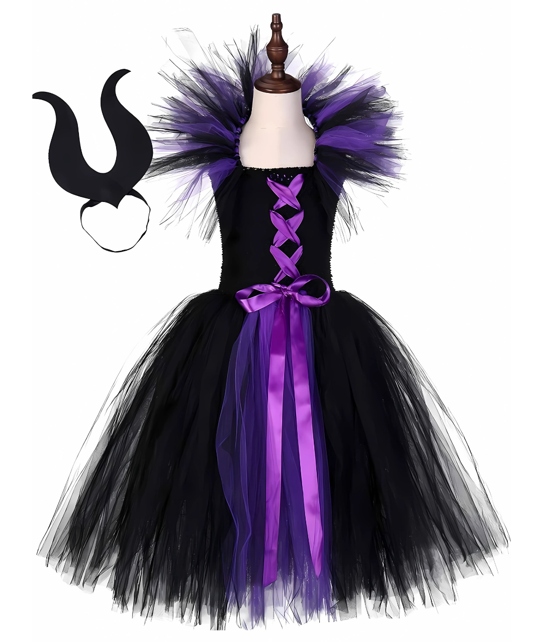 زي ساحرة مصاصة دماء للبنات مع عصابة رأس بقرون لعيد الهالوين من توتو دريمز-زي الهالوين-زي تنكري