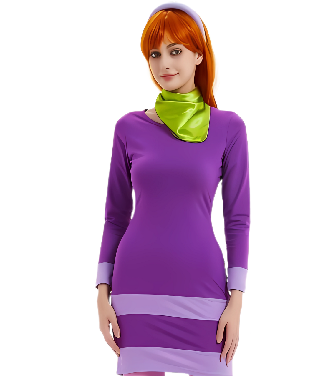 Purple Daphne Costume Dress With Scarf and Wig For Adult Women