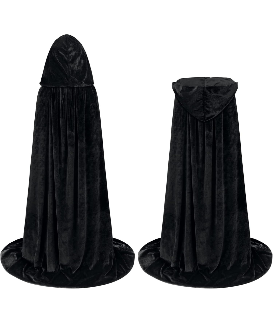 Adult Black Velvet Hooded Robe Costume