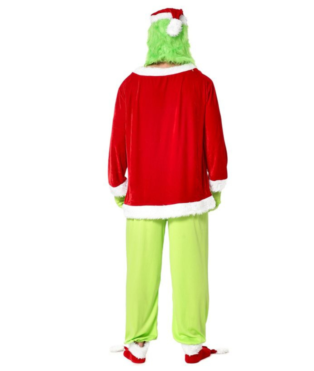 Adult Grinch Santa Costume with Mask Christmas Day ( belt and shoe cover is not Include )