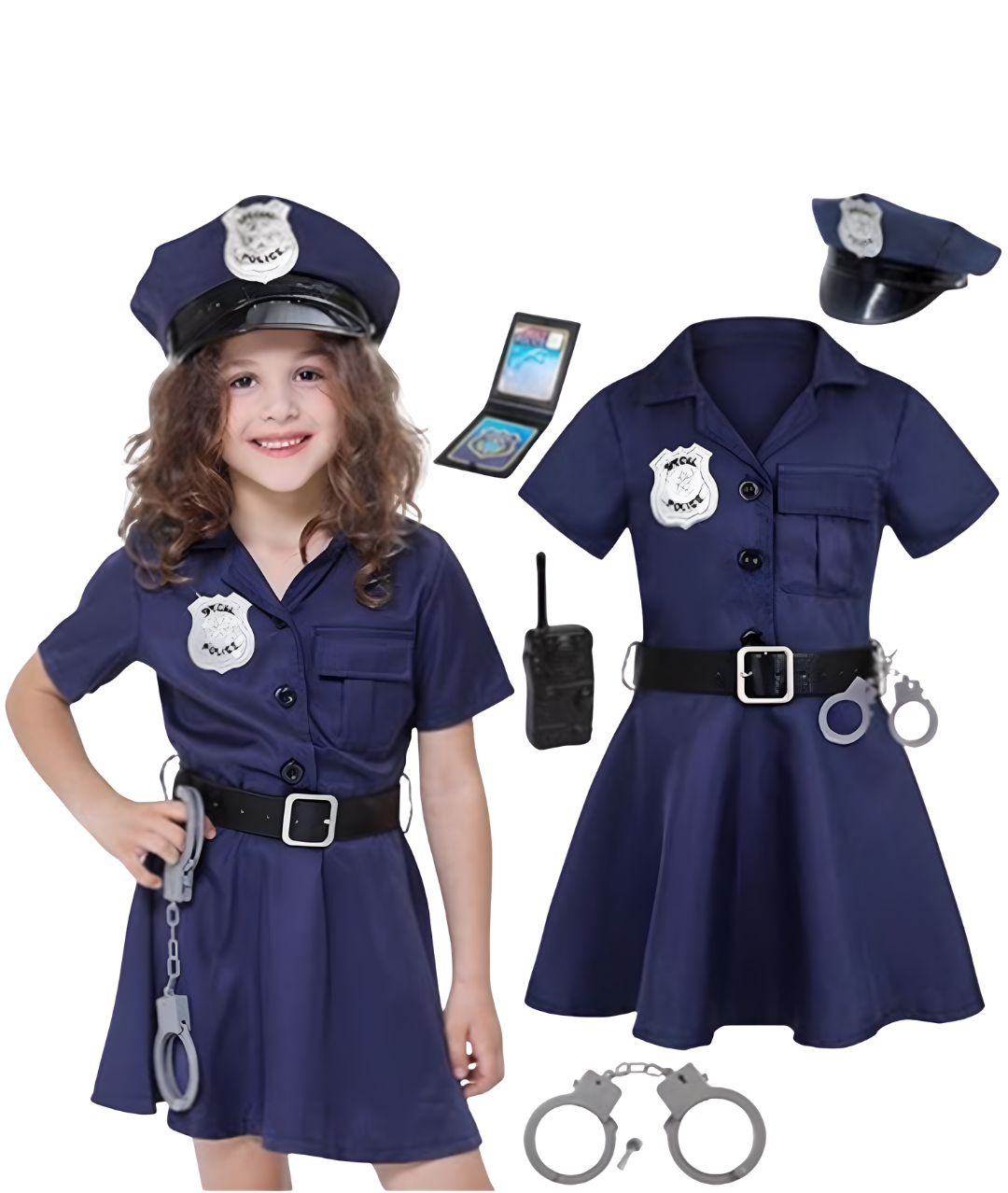 Girls Police Fancy Dress Costume
