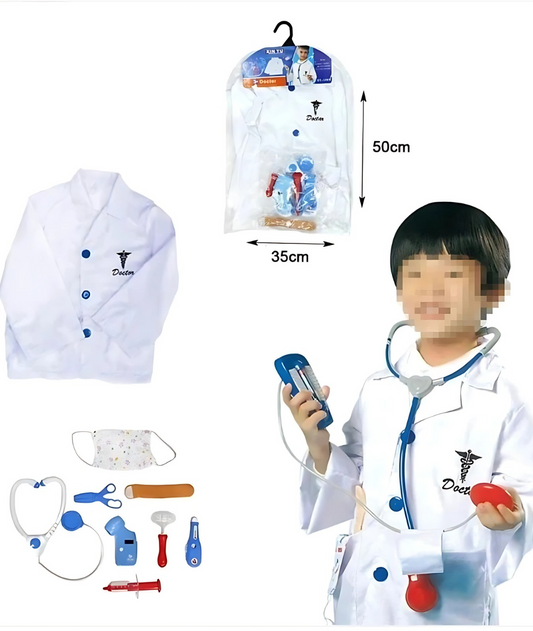Child’s Doctor Costume Boys Girls Chief Surgeon Nurse Halloween White Dress up