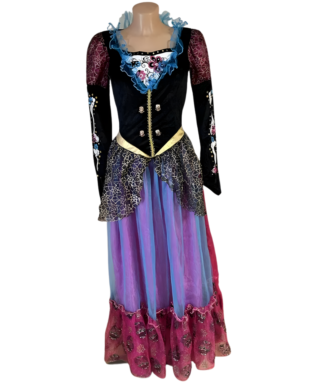 فستان فاخر هيكل عظمي بتصميم ستيم بانك، مقاس للسيدات (فستان فقط)