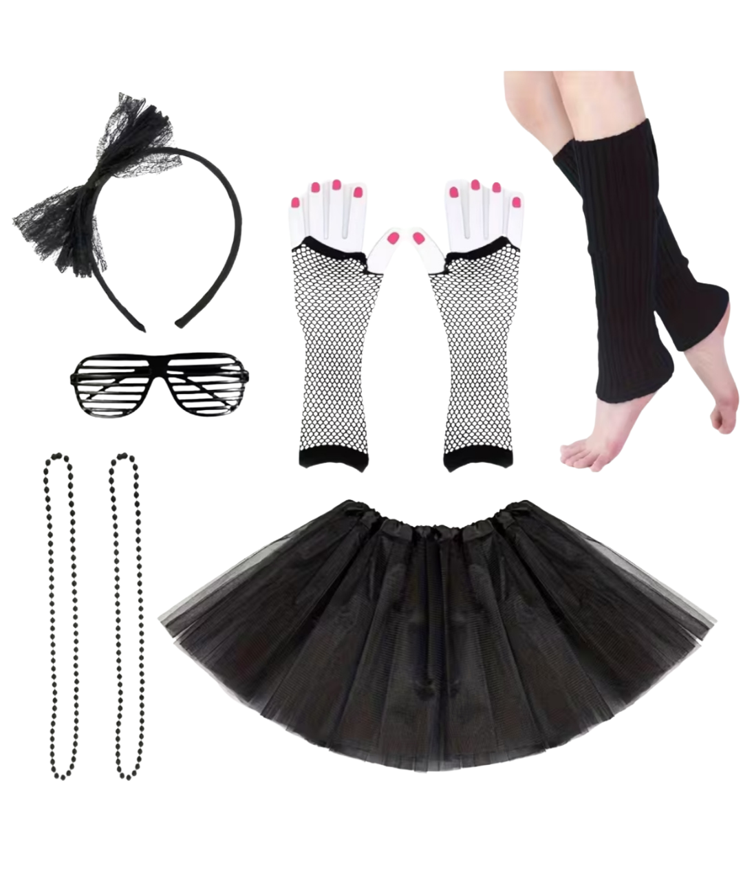 Women 80s Fancy Dress Retro Party Costume Set