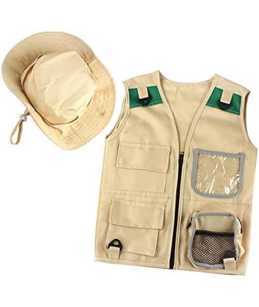 Vest and Hat Costume For Kids suitable Construction Worker, Explorers, Engineer, farmer  Costume Cosplay for Kids