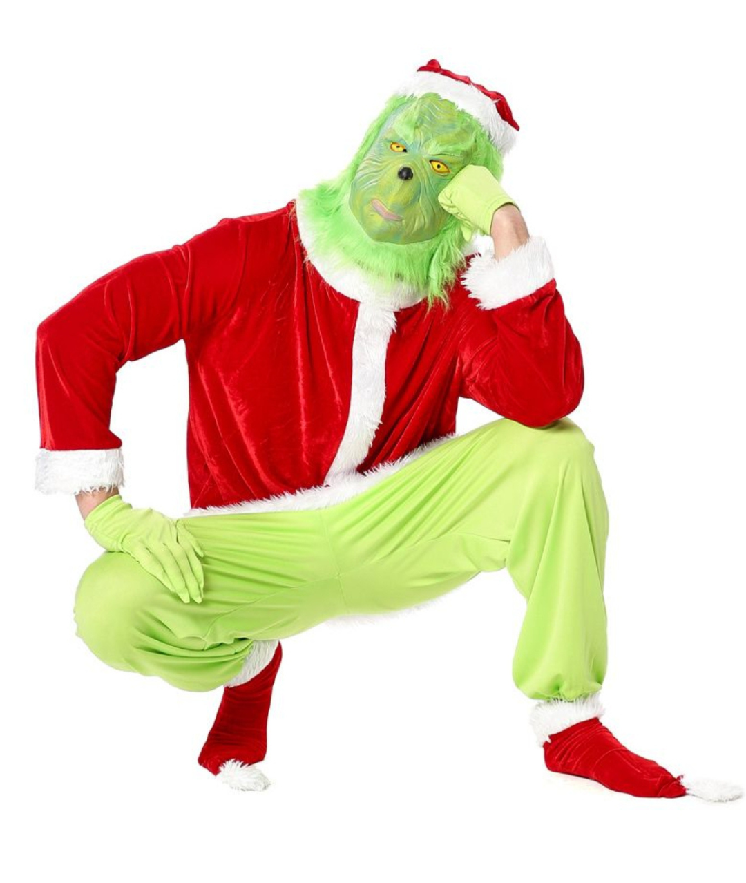 Kids Grinch Santa Costume with Mask Christmas Day