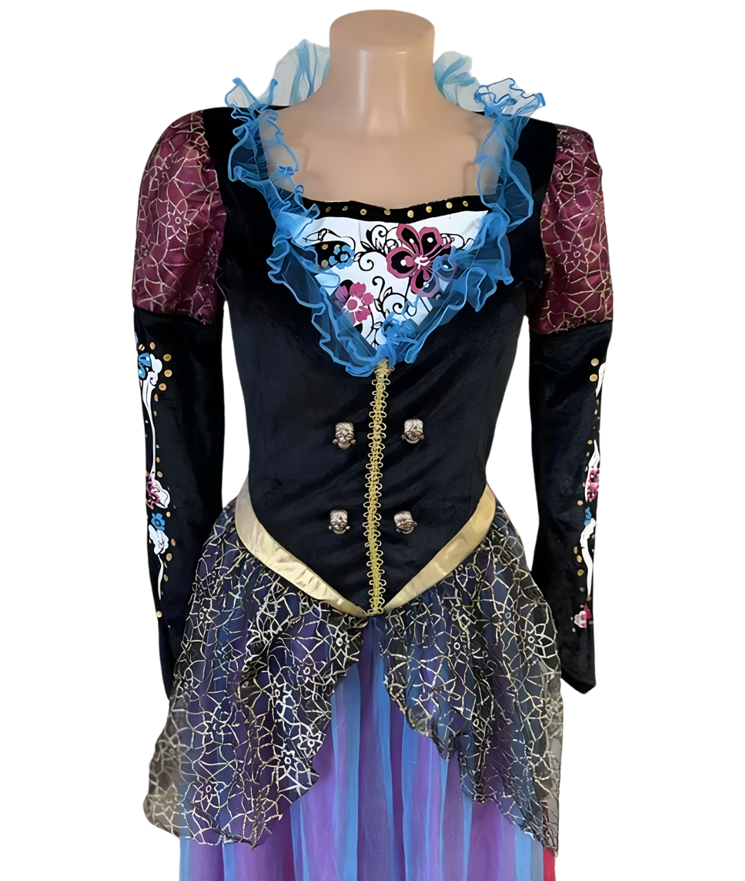 فستان فاخر هيكل عظمي بتصميم ستيم بانك، مقاس للسيدات (فستان فقط)