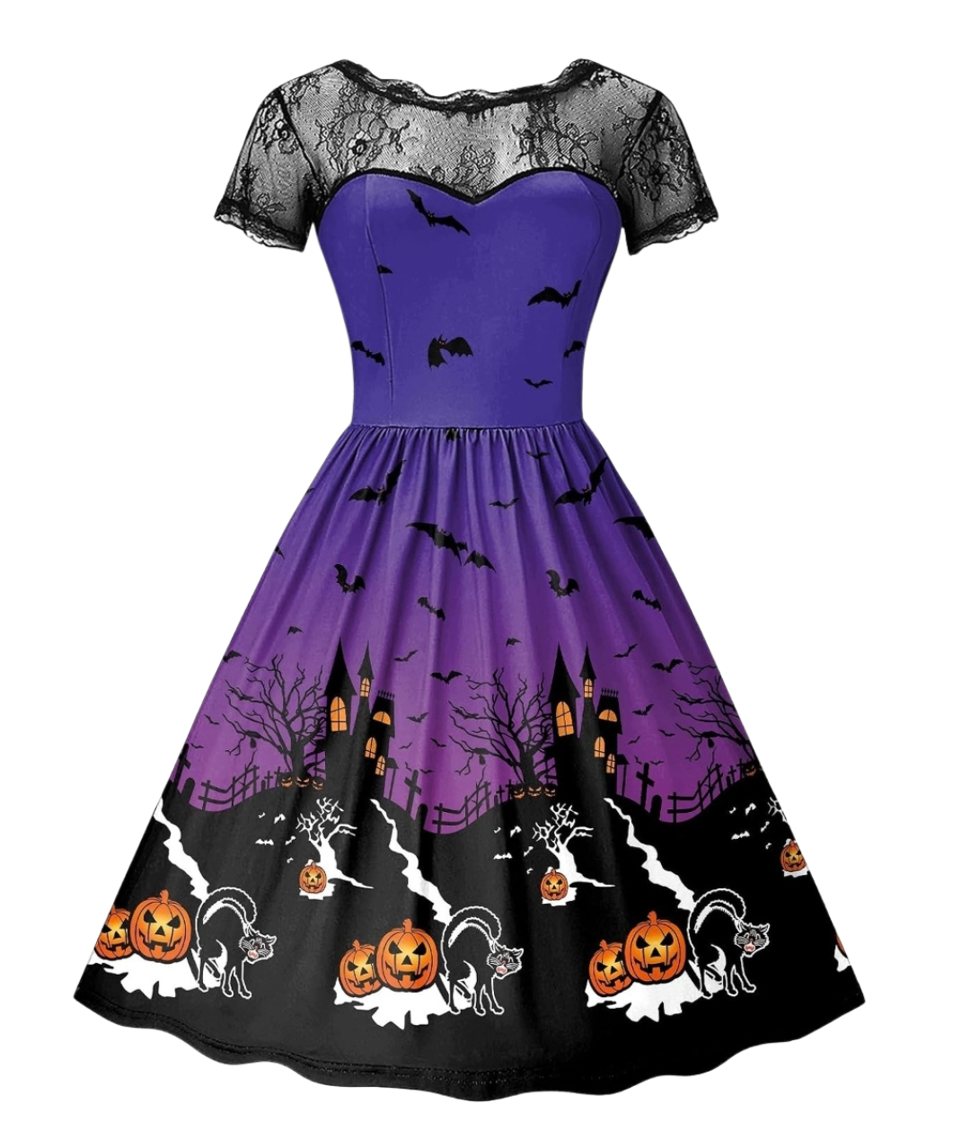 Womens Halloween Lace Sleeve Party Dresses