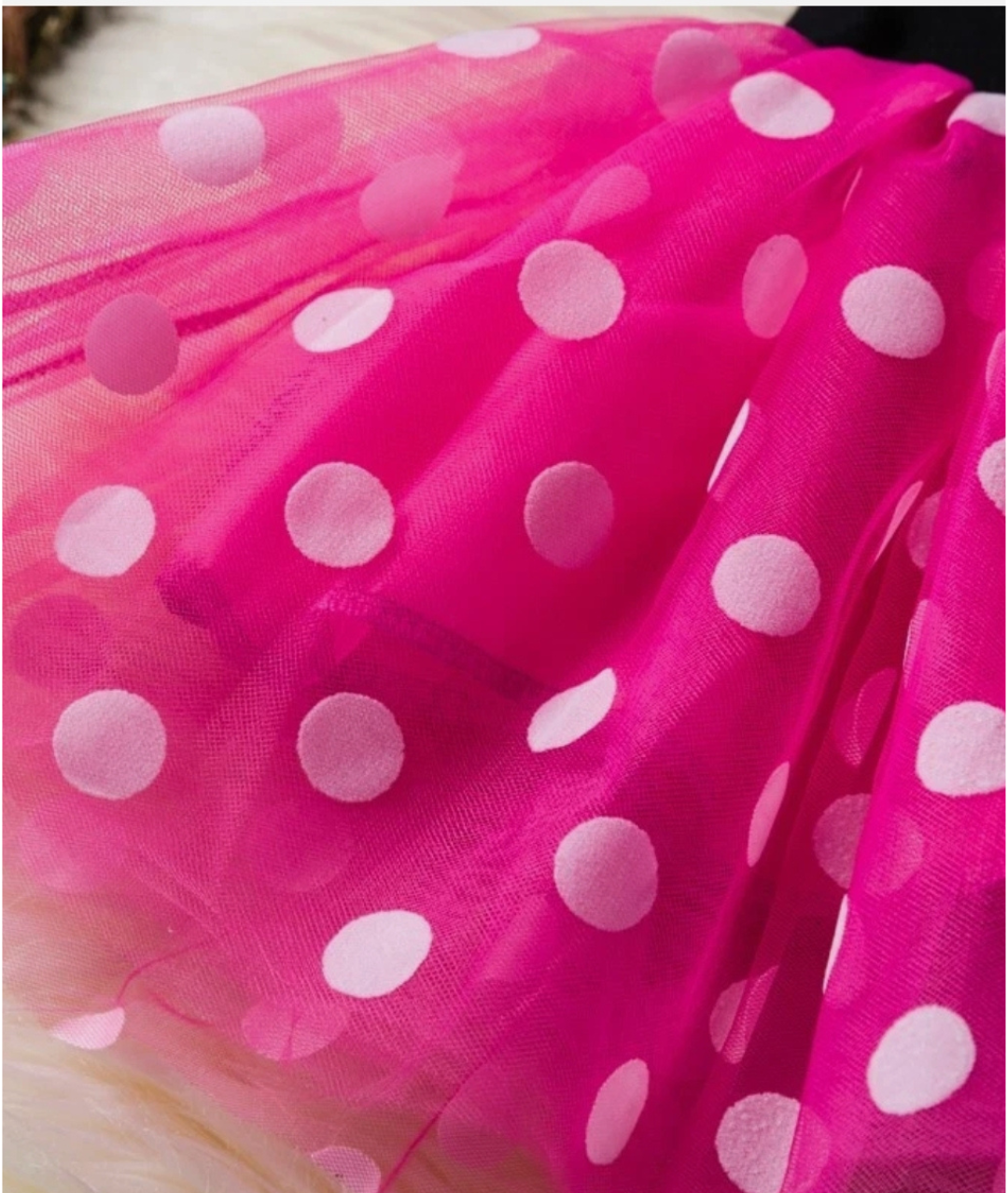 Girls' Polka Dot Print Short Sleeve Princess Cute Puff Dress
