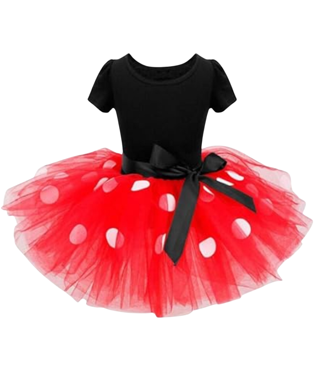 Minnie Costume Fancy Dress Up with Mouse Ears Bow Hair Hoop for Kids Girls, Halloween Birthday Party Mini Dots Tulle Skirt