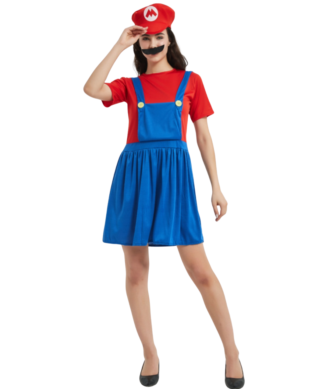 Woman's super Mario fancy dress and hat costume