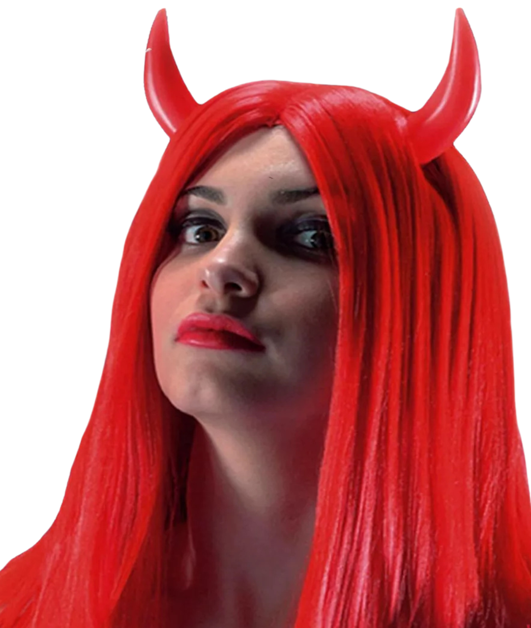 Devilish Red wig with horns for women