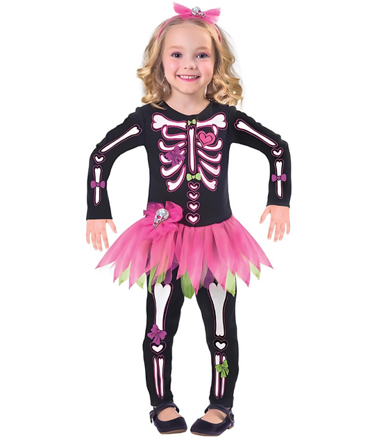 Halloween Glitter Skeleton Fancy Dress Up Costume