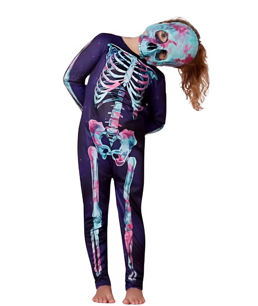 Girls Purple Skeleton George Halloween Costume Set