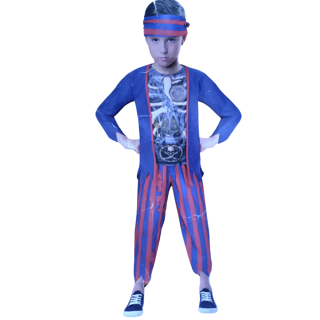 Boys Caribbean Zombie Captain Pirate Costume Cosplay For Halloween