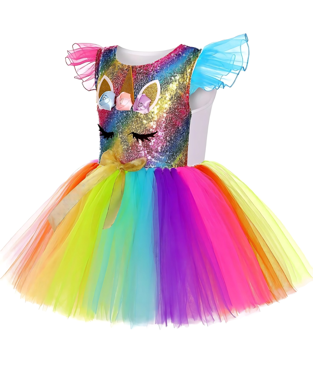 Girls Unicorn Dress Costume Princess Flower Tutu Dress Birthday Party for Girls