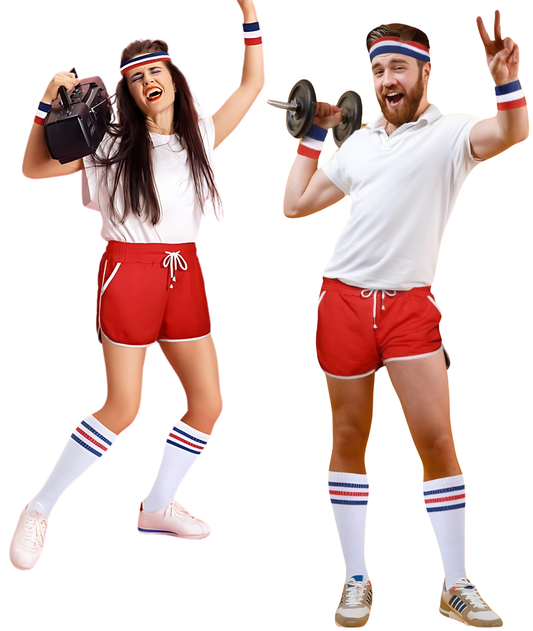 80s Costumes for Adult Set, Including Running Short with Striped Headband Wristband-set in Jordan
