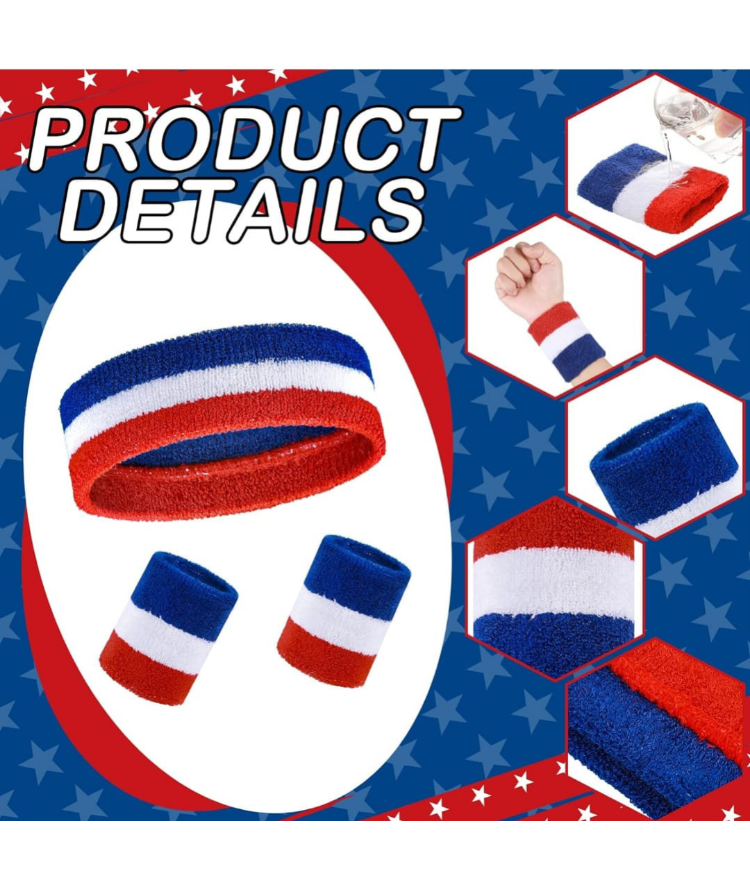 80s Costumes for Adult Set, Including Running Short with Striped Headband Wristband3