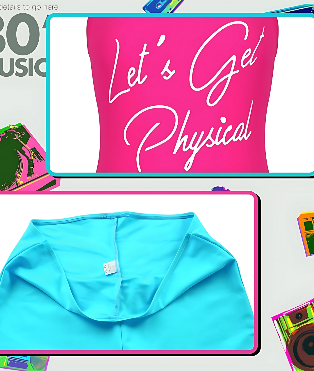 80s Lets Get Physical Costume Ladies Sport Exercise Leotard Fancy Dress Outfit Pink and blue3