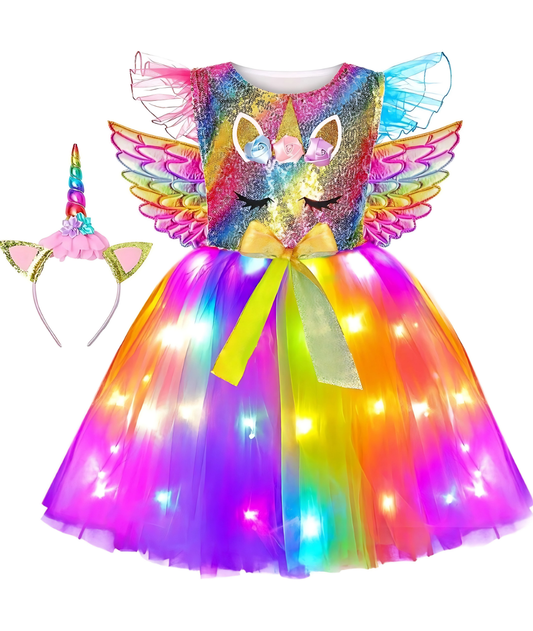 Girls Unicorn Dress Costume Princess Flower Tutu Dress Birthday Party for Girls