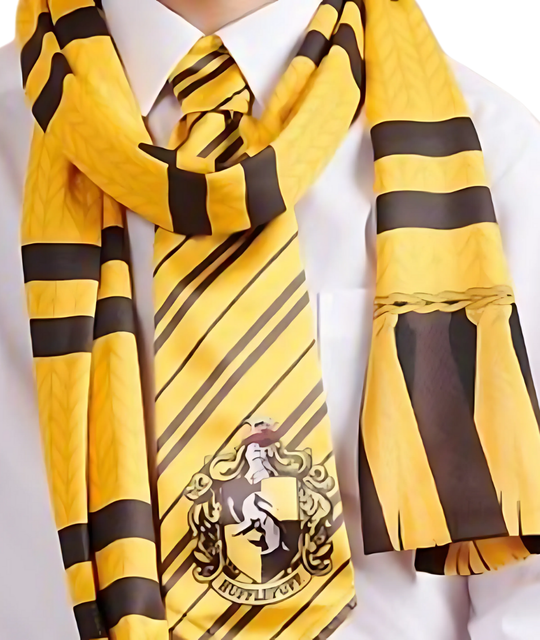 Harry Potter Scarf and tie hufflepuff yellow black World Book Day