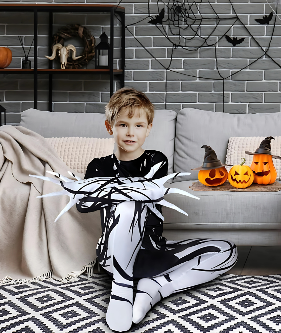 Boys Halloween Scary Costume, Halloween Shadow Costume Suit for Kids5